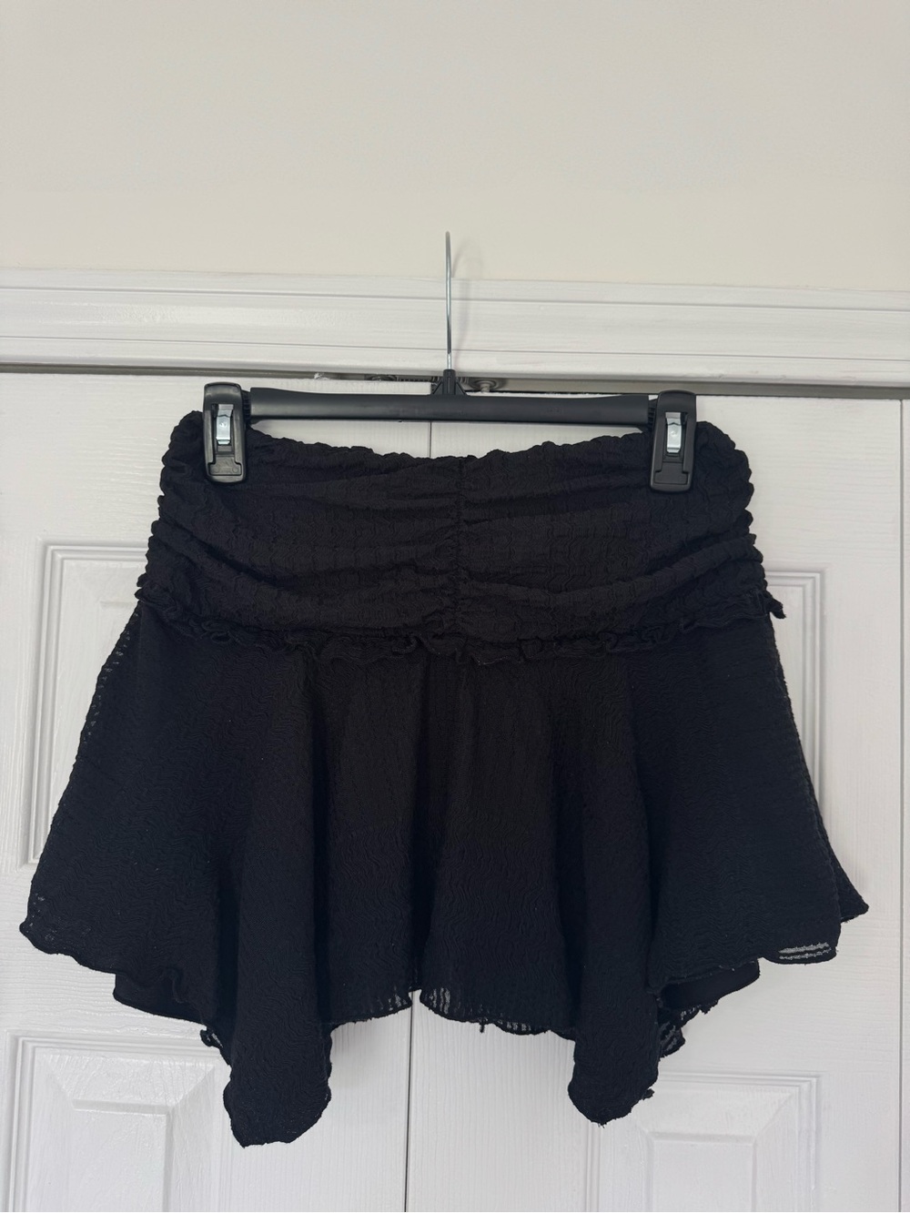 Urban Outfitters Black Smocked Handkerchief Hem Mini Skirt